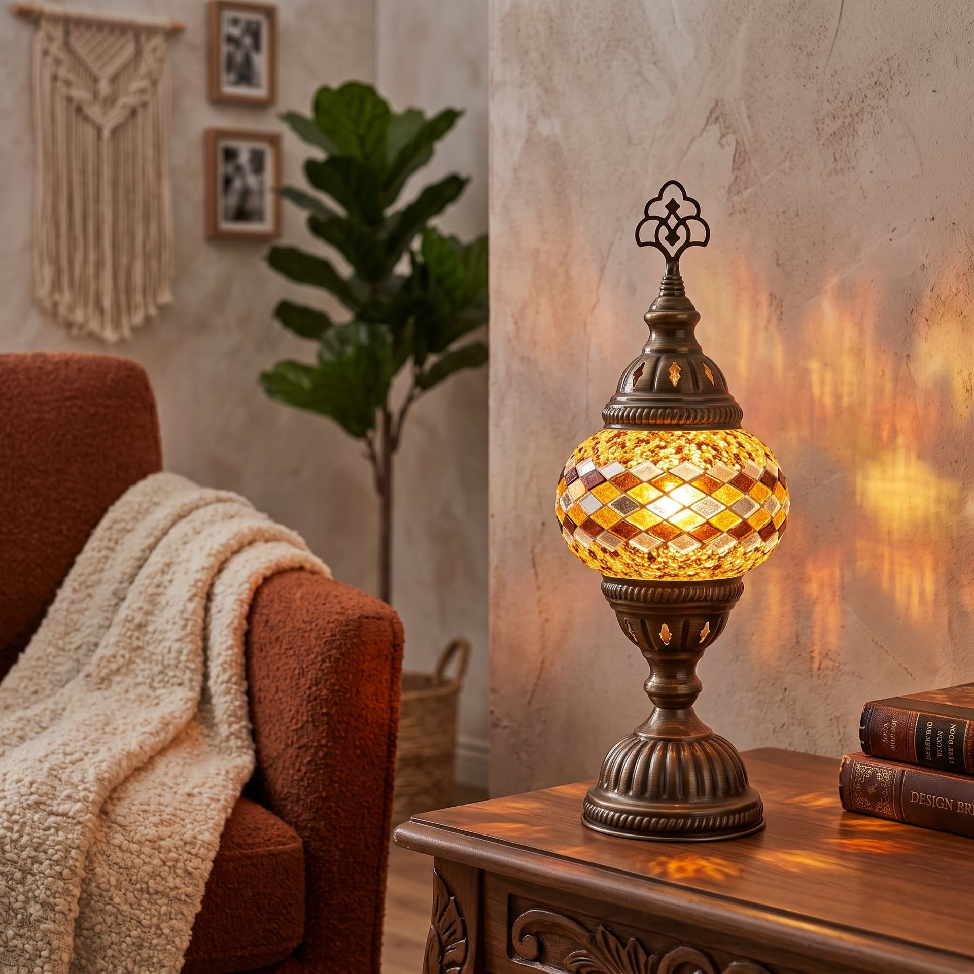 Handmade Mosaic Table Lamp No:1 Gold