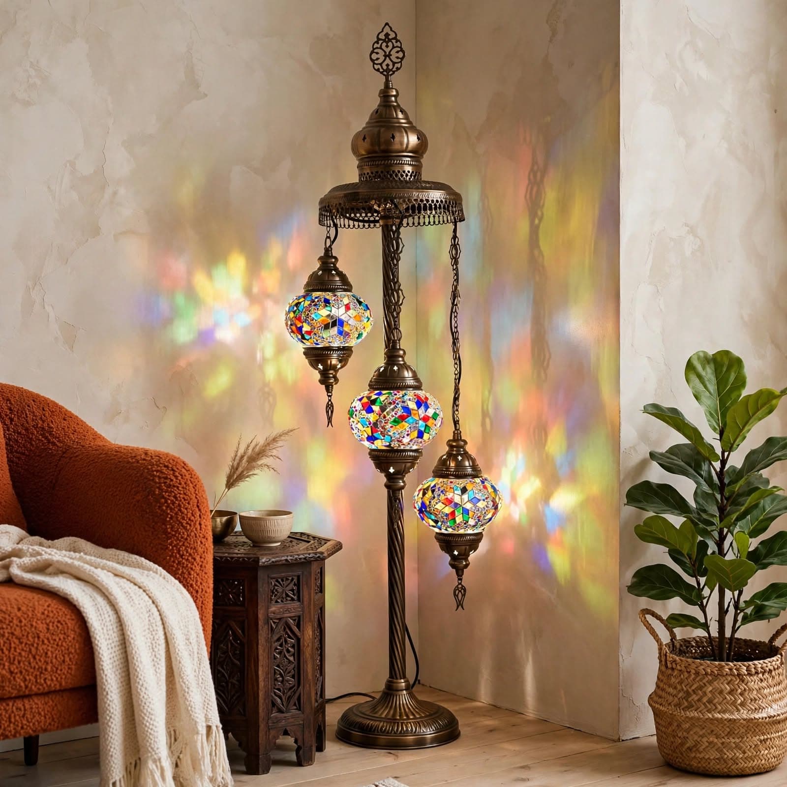 Handmade 3-Piece Mosaic Color Floor Lamp