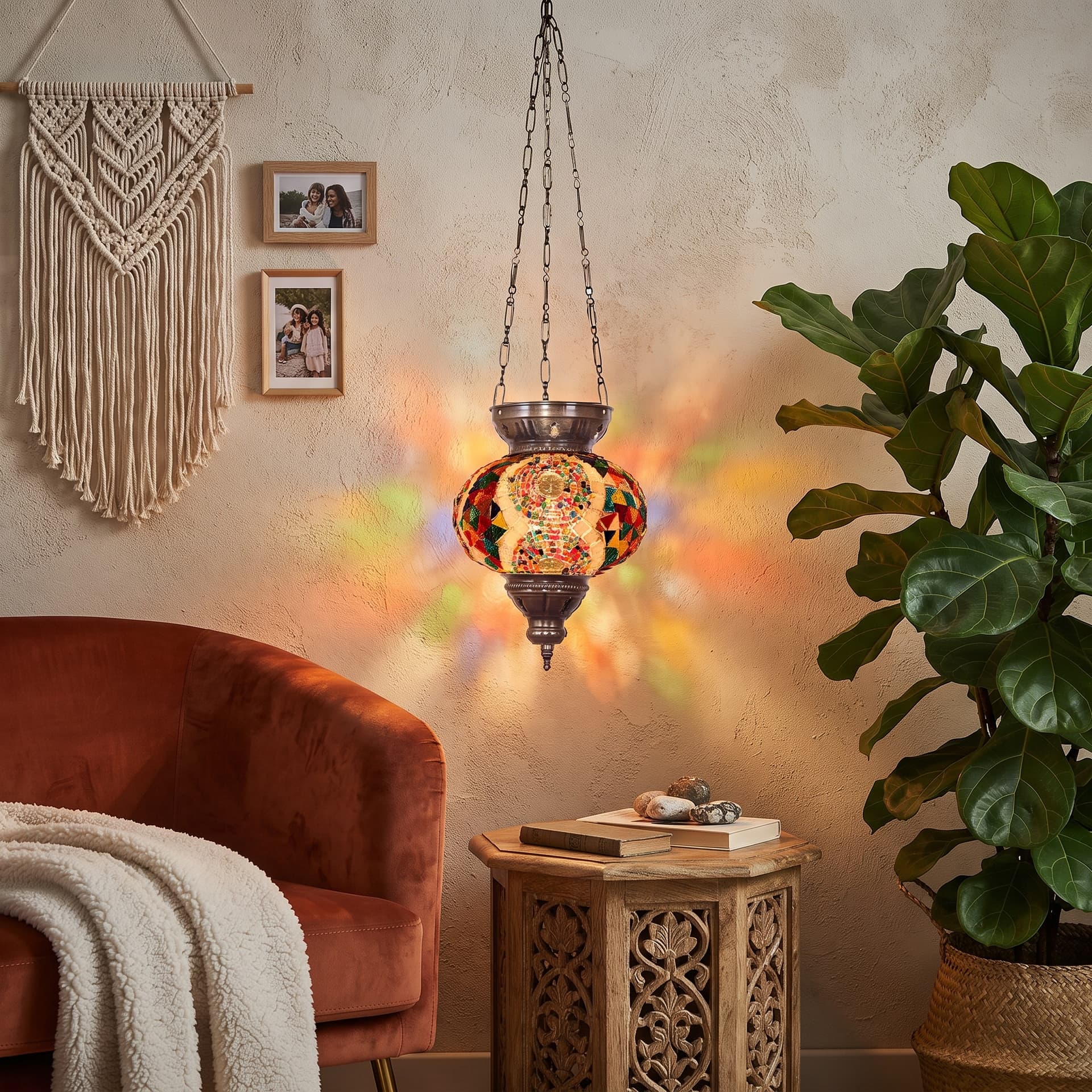 Handmade Mosaic Glass Chain Pendant Lamp-- 3 Chain,No:2 Mixed