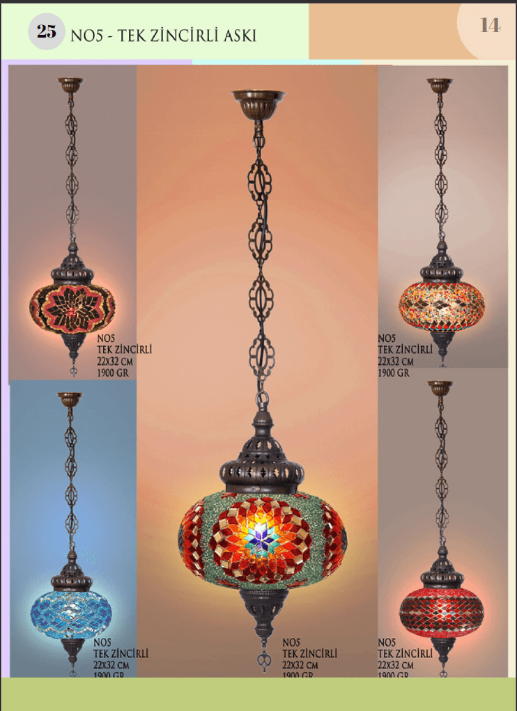 Handmade Mosaic Glass Chain Pendant Lamp-- Single Chain, No:5 - alternate view