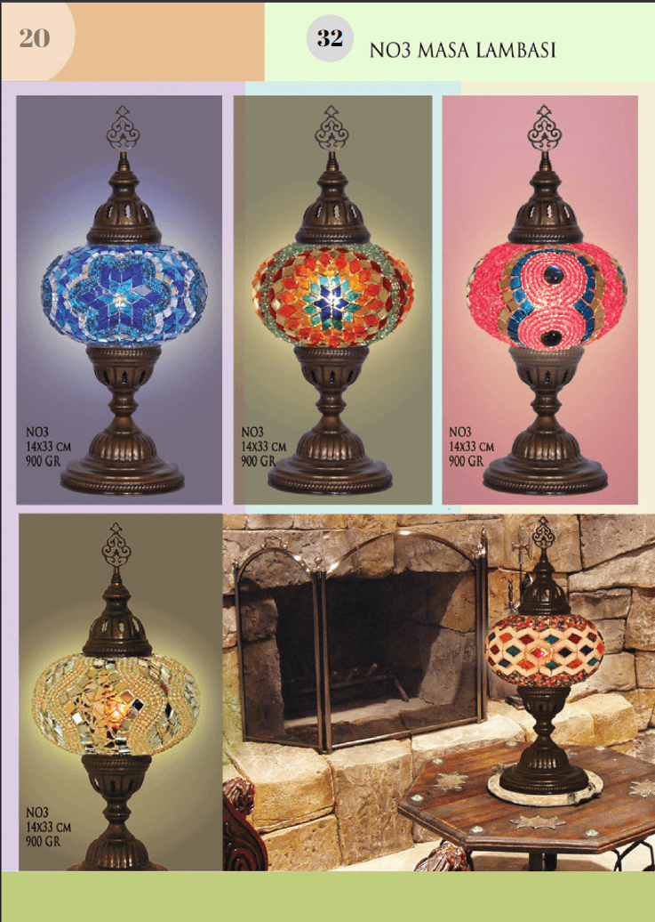 Handmade Mosaic Table Lamp No:3 Point Motif - alternate view
