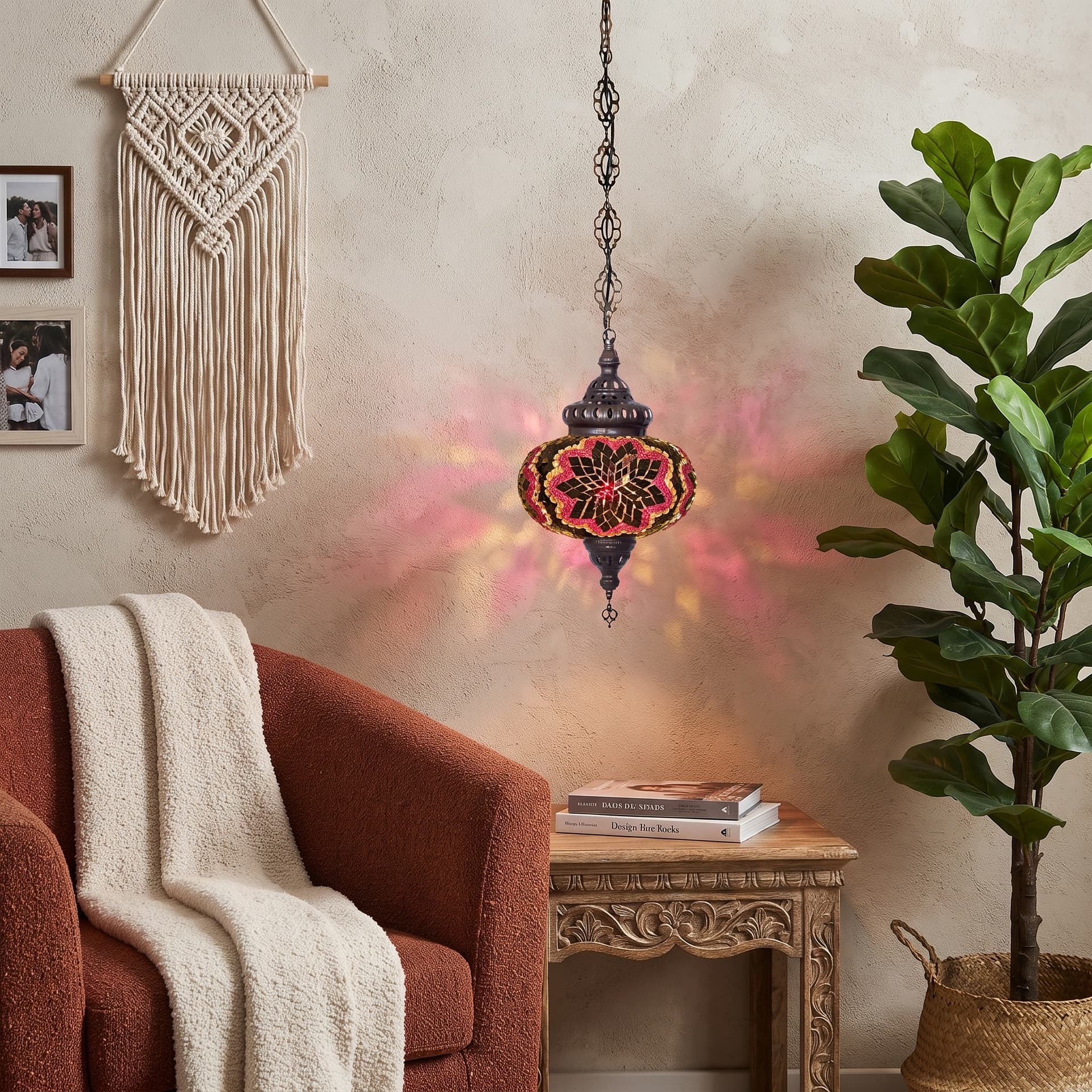 Handmade Mosaic Glass Chain Pendant Lamp-- Single Chain, No:5