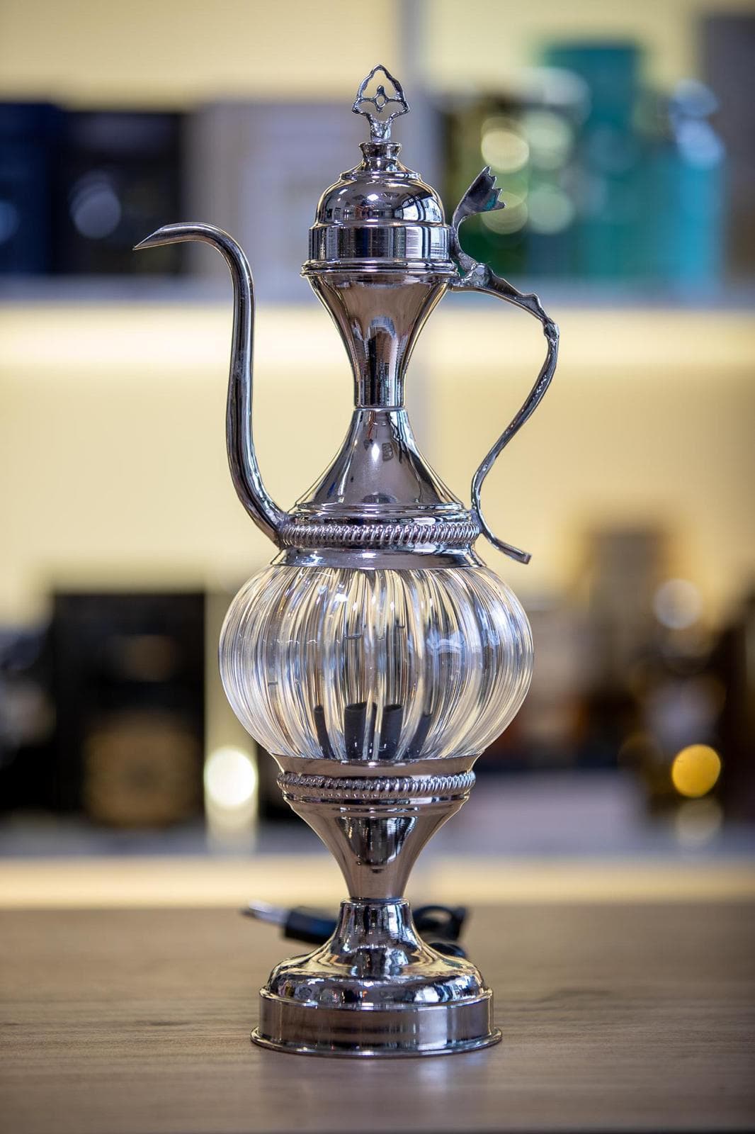 Mihrimah "Güneş Işıltısı" El Yapımı Cam Lamba Silver