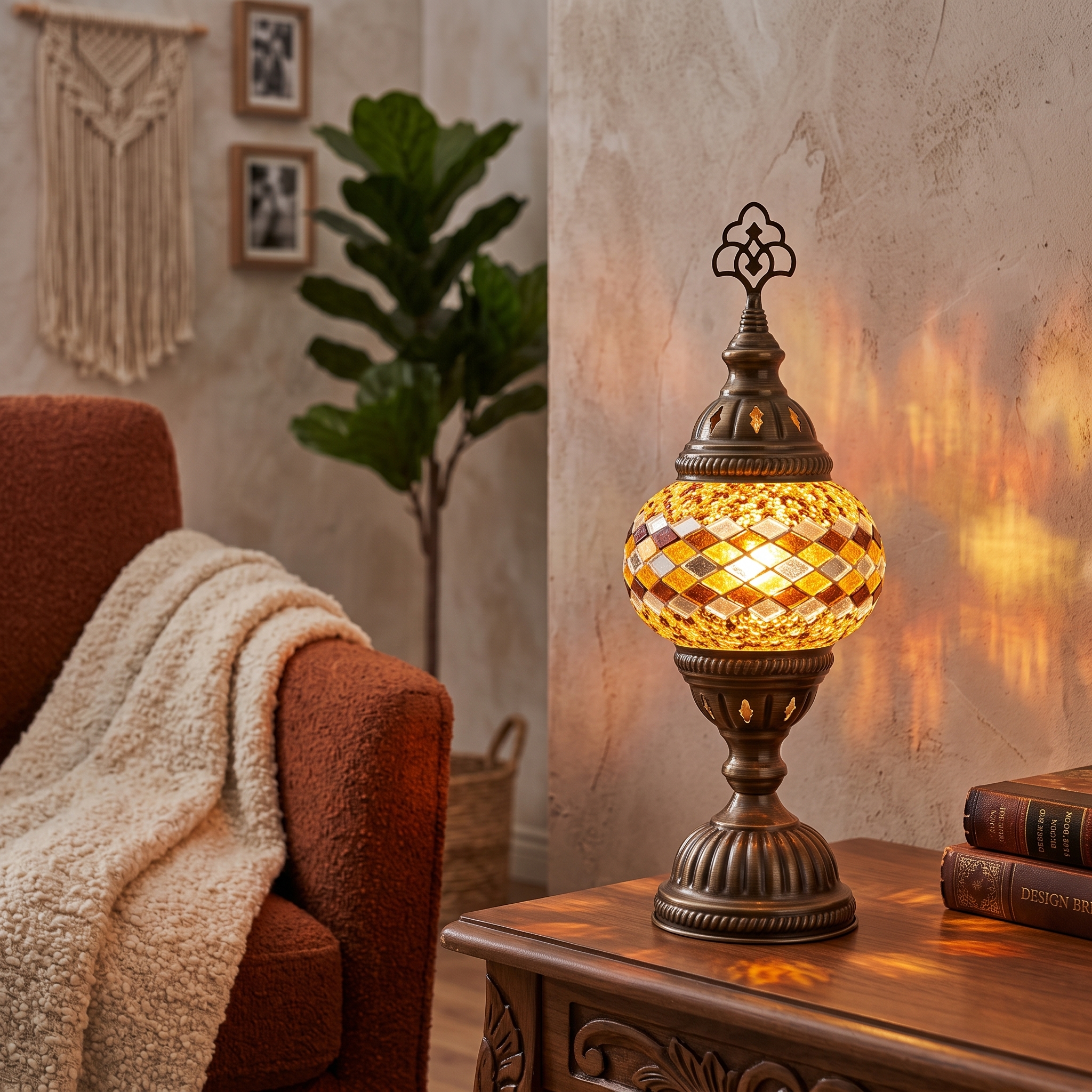 Handmade Mosaic Table Lamp No:1 Gold