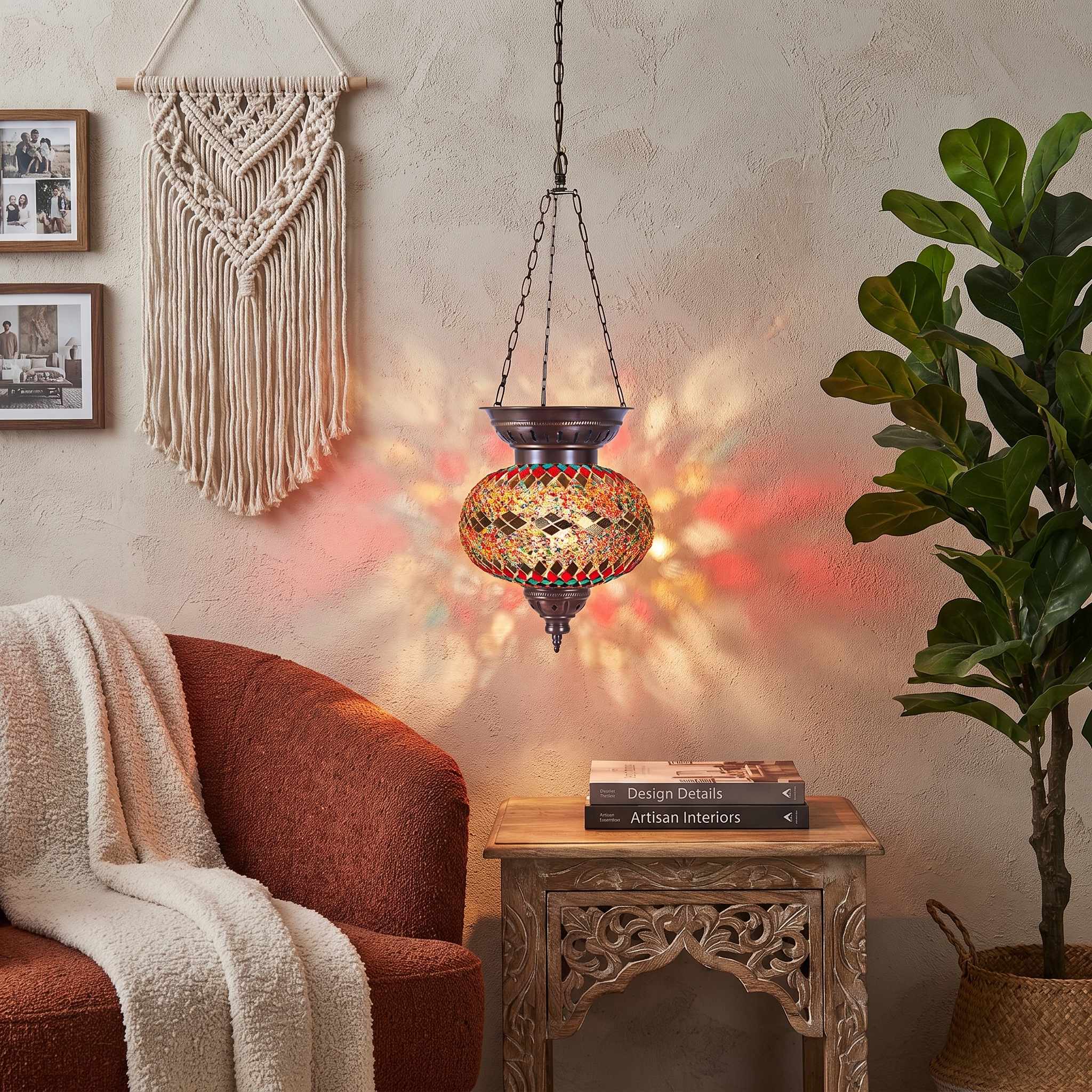 Handmade Mosaic Glass Chain Pendant Lamp-- 3 Chain,No:5 Mixed Golda detail