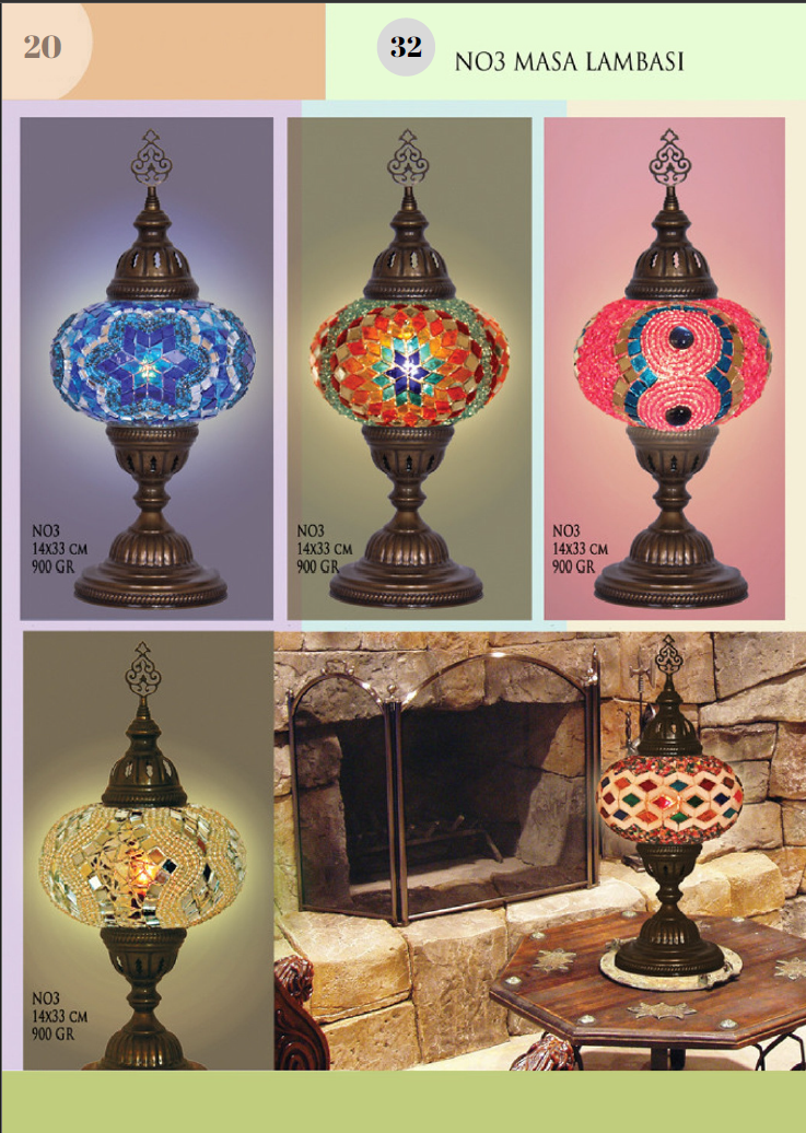 Handmade Mosaic Table Lamp No:3 Point Motif