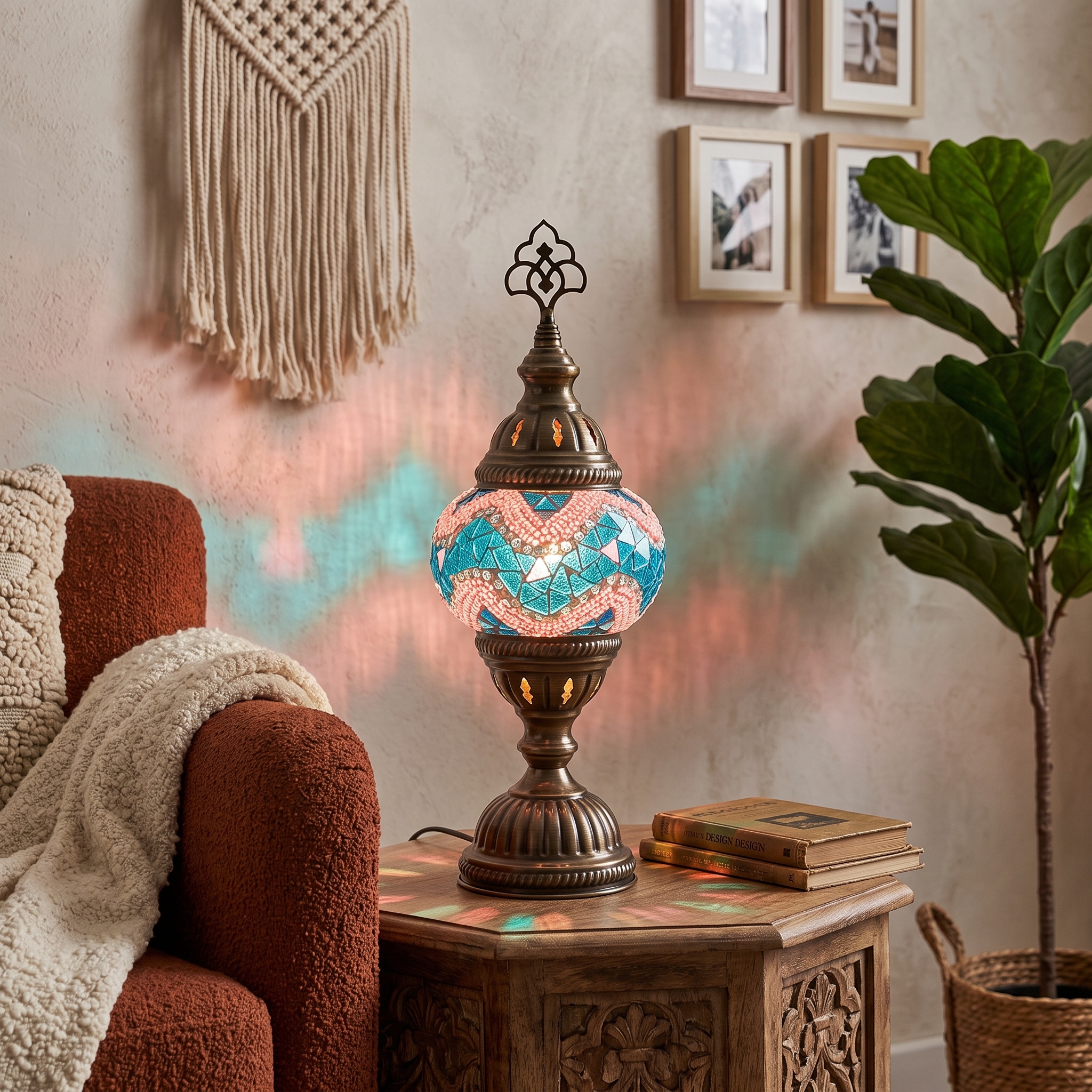 Handmade Mosaic Table Lamp No:1 Turquoise