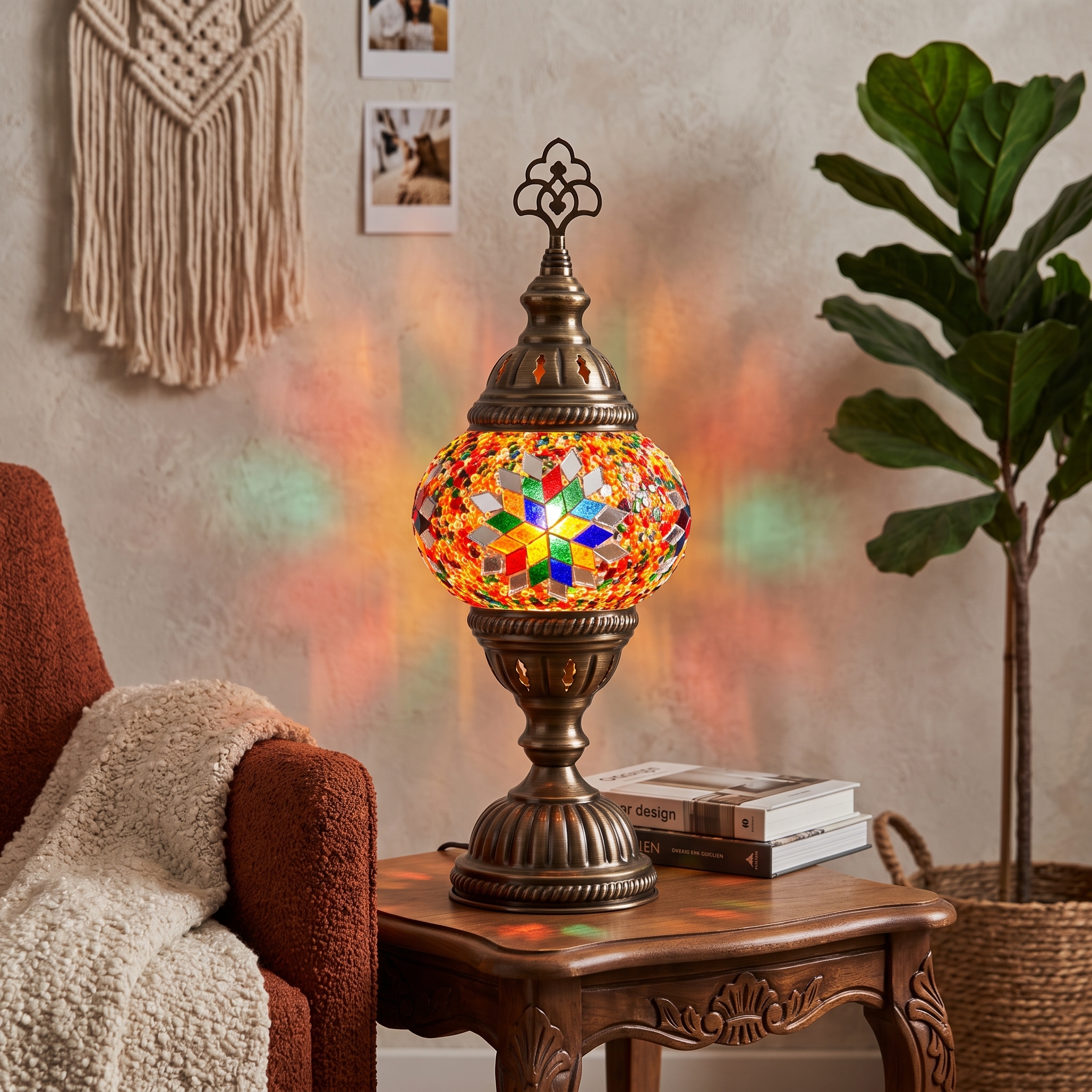 Handmade Mosaic Table Lamp No:1 Mixed Motif