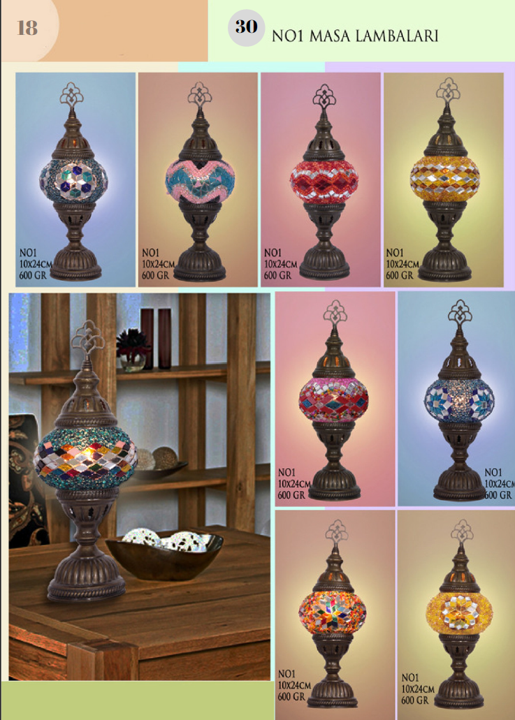 Handmade Mosaic Table Lamp No:1 Mixed Motif