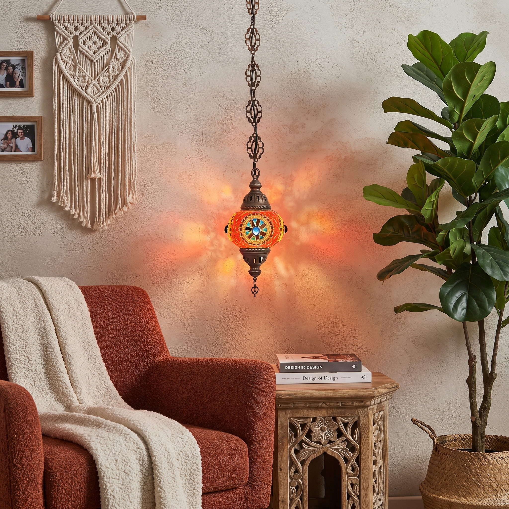 Handmade Mosaic Glass Chain Pendant Lamp-- Single Chain, No:2