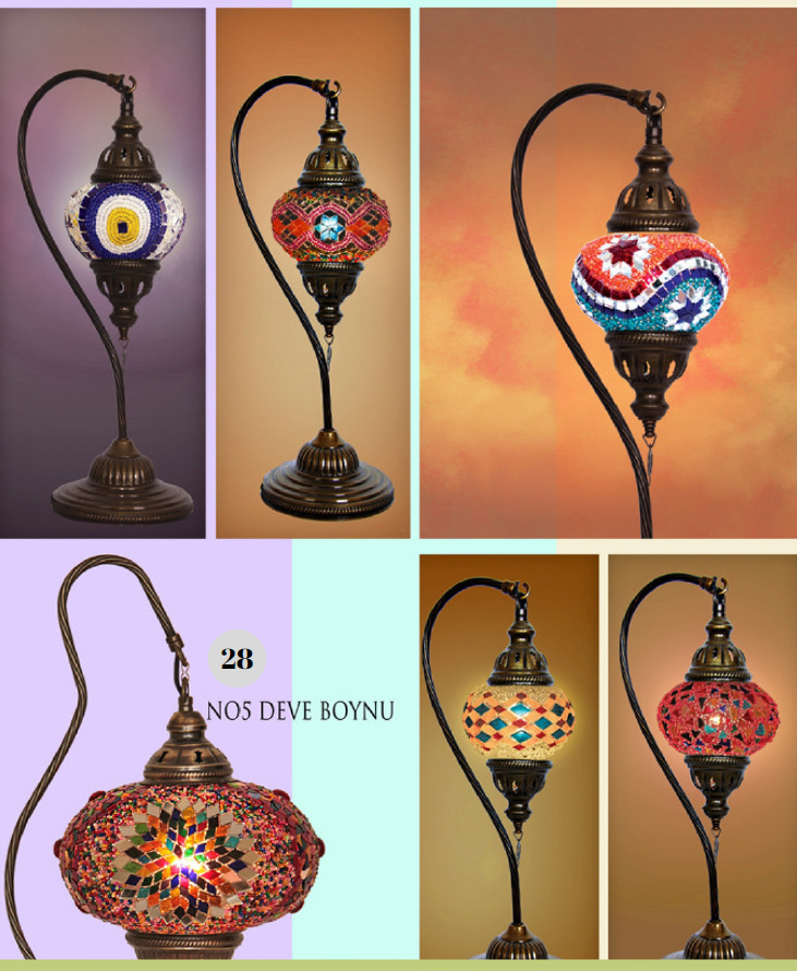 Handmade Camel Neck Mosaic Table Lamp No:2 Color Motif